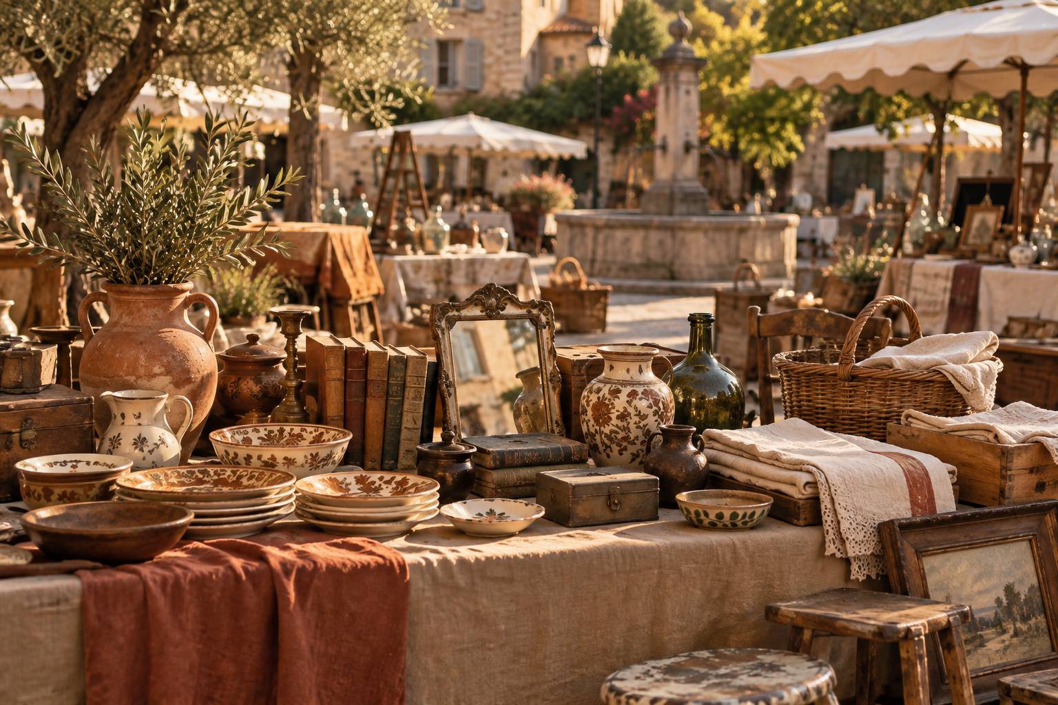 Illustration éditoriale du sujet : Brocantes et vide-greniers du Var : le calendrier de la saison