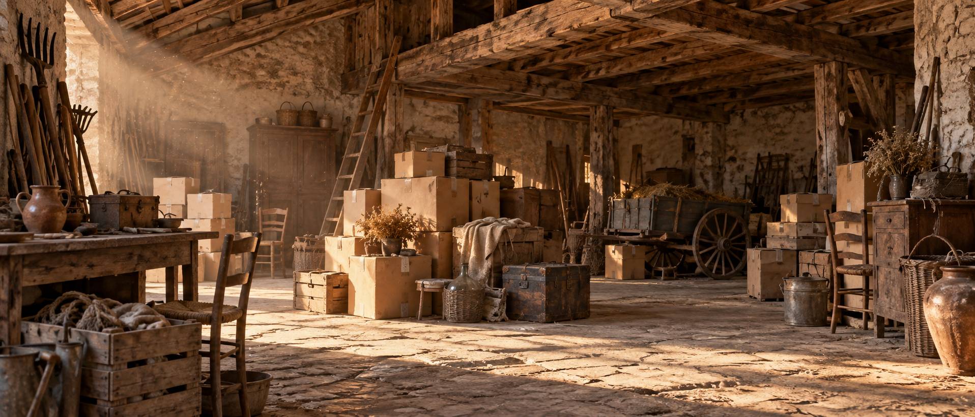 Ferme en pierre ancienne avec ses dependances et sa cour en gravier